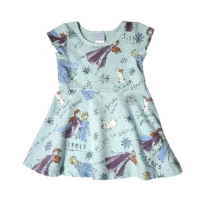 Disney Frozen Sweatshirt Dress Toddler 2T Blue Short Sleeve Elsa Anna Olaf - Picture 1 of 6