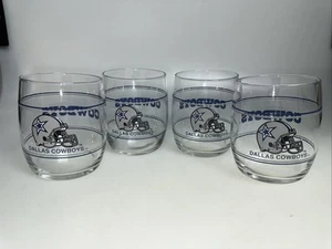 SET OF 4--Vintage DALLAS COWBOYS NFL Football Rocks Drinking Glasses 12oz - Picture 1 of 7