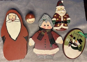 Vintage Weihnachten Nikolaus Deko Konvolut Mr & Mrs Claus Handarbeit - Bild 1 von 10