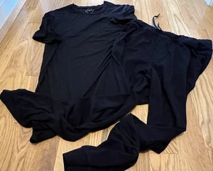 Cozy Earth Men’s Black Bamboo Jogger Pants Shirt Set M Pocket Plus T 2 Pc Set - Picture 1 of 11
