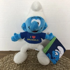 Die Schlümpfe Plüsch I Love Belgien 8 1/2 Zoll blau Peyo neu mit Etikett - Bild 1 von 7