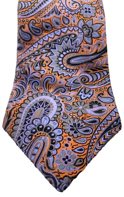 Corbata moderna XMI platino para hombre naranja periwinkle italiana seda cachemira LARGA Foto 1 de 4