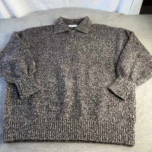 Zara Knit Oversize Pullover meliert Marmoriert Kragen Knöpfe Pulli Damen Gr. M - Bild 1 von 9