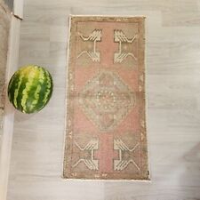 Vintage Small Area Rug,Handknotted Turkish Tiny Runner Rug