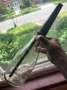 1922 HANDY OILER QUART GLASS OIL BOTTLE w/ SPOUT -DANVILLE INDIANA - Picture 1 of 9