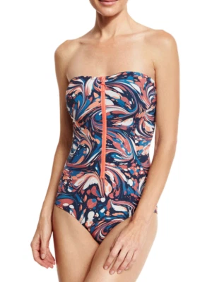 Stella McCartney Marble Print Zip Front One Piece Swimsuit Women's Size L L1108 - Image 1 of 2