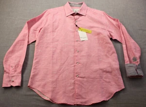 Robert Graham Brixton Mens Pink Houndstooth Linen Blend LS Shirt NWT S $198 - Picture 1 of 6