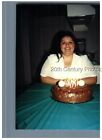 Found Color Photo R_7000 Pretty Woman Sitting Behind Cake On Table