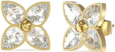 Orecchini Guess Donna Acciaio Dorati Cristalli Bianchi Forma Fiore _JUBE02 - Immagine 1 di 4