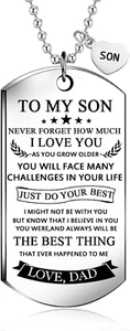 To My Son Dog Tag Necklace from Dad Best Wish to My Son Never Forget How.Love Da - Picture 1 of 11
