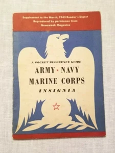 1943 Pocket Reference Guide ARMY, NAVY, MARINE CORPS INSIGNIA Supplement March - Picture 1 of 2