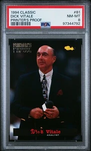 Dick Vitale Rookie #81/975 1994 Classic Printer's Proof PSA 8 - HOF RC - Imagen 1 de 2