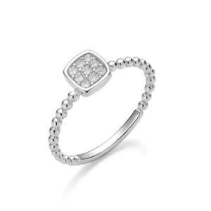 Diamant F/SI 0,10 Karat runder Brillantschliff Zargenfassung Ring 9 kt Weißgold - Bild 1 von 6