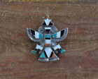 Vintage Southwest Sterling Silver Inlaid Knife Wing Pin+