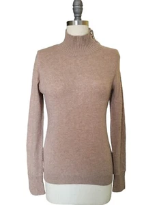 CULLEN Beige Cashmere High Neck w/Buttons Women’s Sweater sz M - Picture 1 of 11