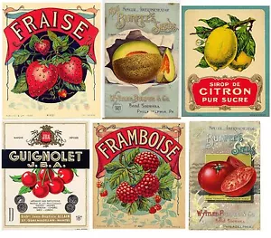 Vintage Fruit Label Collage Handmade Craft Fabric Block - Great 4 Crafting - Picture 1 of 1