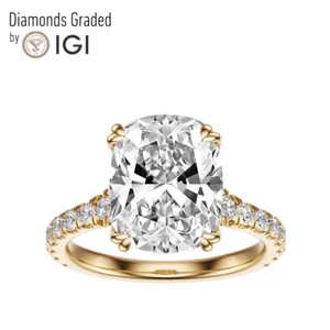 IGI 2.50 CT F VS2 Cushion Cut Lab Grown Diamond Engagement Ring 14K Yellow Gold - Picture 1 of 4