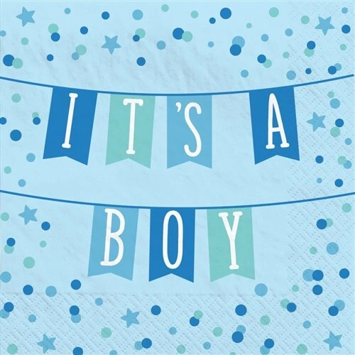 Servilletas de almuerzo It's a Boy 16 por paquete de papel 6,5" x 6,5" vajilla de baby shower para niño Foto 1 de 1