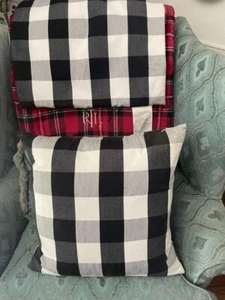 3 BLACK & WHITE BUFFALO CHECK PILLOW COVERS - NEW - Picture 1 of 9