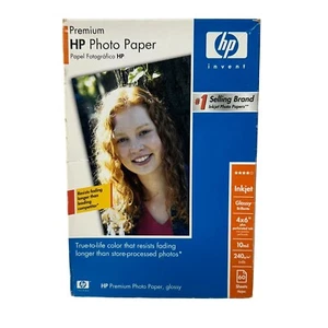 HP Premium Photo Paper 4”x6”x 10 Mil Thickness 60 Sheet Glossy Inkjet 64lb - Afbeelding 1 van 2