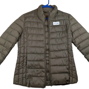 Ultraleichte gefütterte Jacke Medium Damen olivgrün Nylon Taschen durchgehender Reißverschluss - Bild 1 von 8