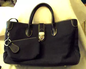 GROSSE SCHWARZE LOGO DOONEY AND BOURKE SCHULTERTASCHE mit Handgelenktasche & Schlüsselanhänger - Bild 1 von 7