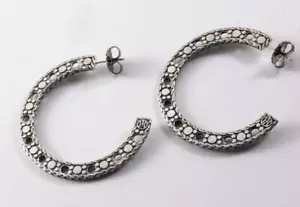 JOHN HARDY 925 STERLINGSILBER PUNKTE FLACHE CREOLEN 1,95 ZOLL - Bild 1 von 9