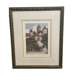 Acquaforte vintage incorniciata-Rothenburg ob der Tauber-Ernst Geissendorfer - Foto 1 di 5