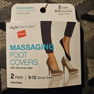 Hanes Socks Massaging Foot Covers Women Black Style Essentials 2 Pairs Sz 9 12 - Picture 1 of 3