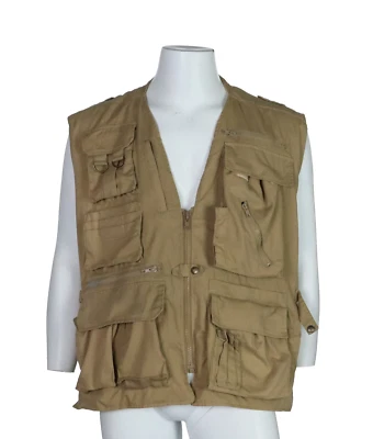 SUTTER & GRANT Men’s XL Brown Fishing Photographer Utility Vest Jacket Pockets - Image 1 of 4