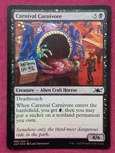 Magic The Gathering UNFINITY CARNIVAL CARNIVORE FOIL tarjeta negra Magic The Gathering Magic The Gathering - Imagen 1 de 2