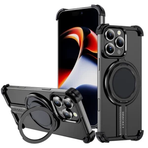 For iPhone 16 Pro Max 15 14 13 12 Metal Frameless Mag Safe Magnetic Stand Case - Picture 1 of 21