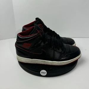 Nike Air Jordan 1 Mid Mens Size 10.5 554724-028 Black Red Basketball Sneakers - Picture 1 of 8