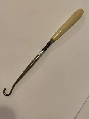 Antique French Ivory Style Pyralin Shoe Button Hook Corset 7” Vintage Item AA - Image 1 of 4