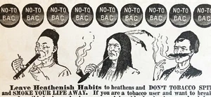 Anuncio impreso 1895 NO-TO-BAC de colección cura de nicotina charlatán medicamentos ~ matar hábitos de fumar paganos - Imagen 1 de 3