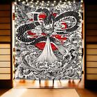 Japanese Great Wave Red Sun Tapestry, Cool Dragon King Anime Black Wall Hangi...