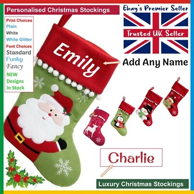 FOREVER CHRISTMAS PERSONALISED Christmas Stocking / Santa Snowman Penguin Rudolph * Free Delivery