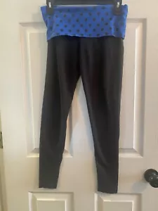 PINK YOGA Victorias Secret Womens Fold Over Leggings Size Small Black N Blue - Picture 1 of 6