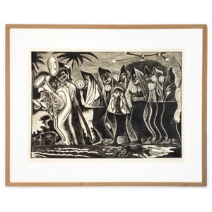 Shinzaburo Takeda "EXODO B Immigrants" Holzschnitt signiert gerahmt ED4 1976 - Bild 1 von 10