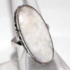 925 Silver Plated-Scolecite Ethnic Gemstone Handmade Ring Jewelry US Size-9 T259