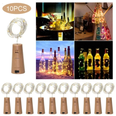 1-10X 20LED Fairy Light Wine Bottle String Lights Cork Copper Wire Xmas Decor - Image 1 of 4