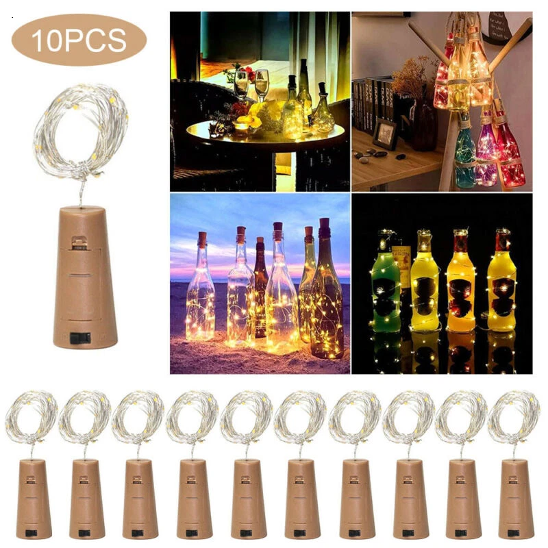 1-10X 20LED Fairy Light Wine Bottle String Lights Cork Copper Wire Xmas Decor - Image 1 of 4