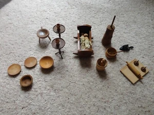 Vintage Miniature Wooden Doll House Furniture Lot Mixed Pieces - Picture 1 of 7
