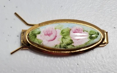 Beautiful Pink Roses Gold Tone Barrette - Image 1 of 3
