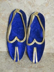 Toddler Wedding Jutti Mojari Khussa Royal Ethnic Blue Velvet Flat Shoe Sz 5 - Picture 1 of 14