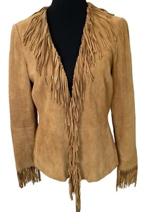 Women’s Tan Suede Boho Western Fringe Inc International Concepts Jacket Size M - Picture 1 of 8