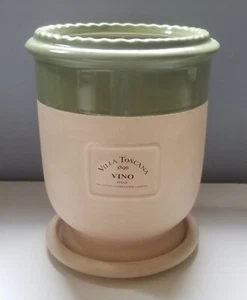 Vintage Lee's Pottery Villa Toscana Vino Italy Wine Cooler Planter Crock Green - Picture 1 of 5