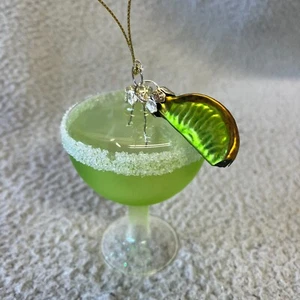 Green Margarita Christmas Ornament Glass Lime Tequila Bar - Picture 1 of 11