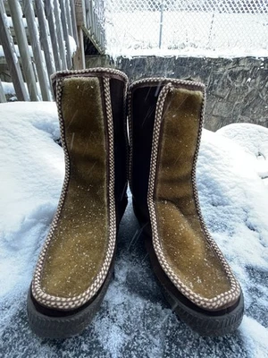 Botas de gamuza marrón forradas de piel sintética Facinator vintage hechas en Italia cremallera para mujer 6 Foto 1 de 4