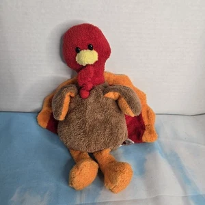 Ty Pluffies Beanie Gobble The Turkey 9" Thanksgiving Plush Stuffed Animal 2007 - Picture 1 of 4